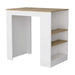 Kitchen Island, Kitchen Bar Table 36' H, with 3-Side Shelves, White / Macadamia Default -DTYStore