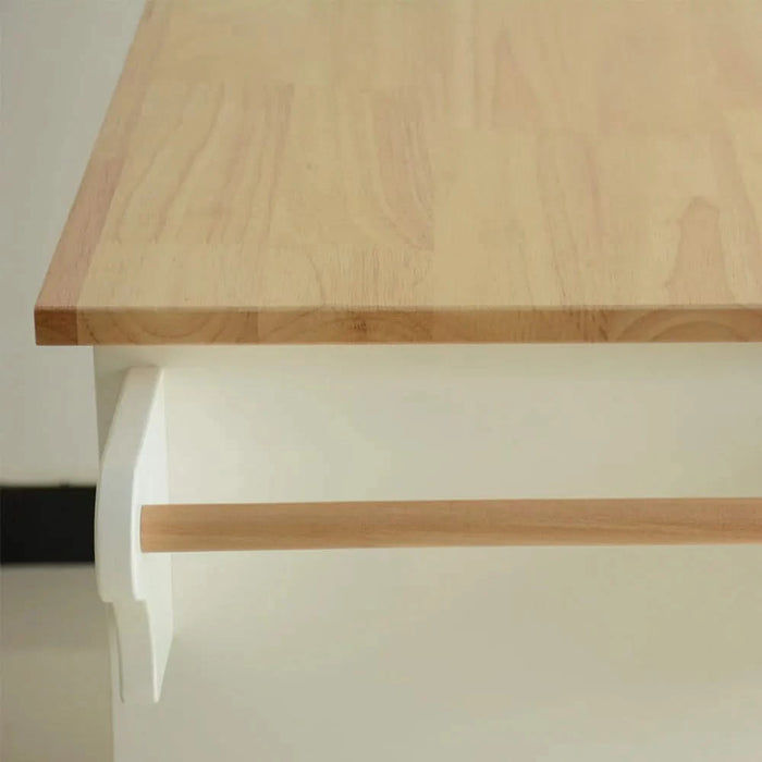 Kitchen Island & Kitchen Cart, Mobile Kitchen Island, Rubber Wood Top, Big & Adjustable Shelf Inside Cabinet for Different Utensils, Luxury Design Fits Party at Different Site. Default -DTYStore