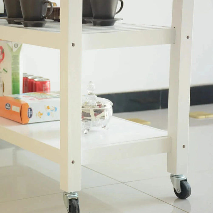 Kitchen Island & Kitchen Cart, Rubber Wood Top, Mobile Kitchen Island with Two Lockable Wheels, Simple Design for Easy Storing and Fetching, Two Drawers Give Unique Storage for Special Utensil. Default -DTYStore