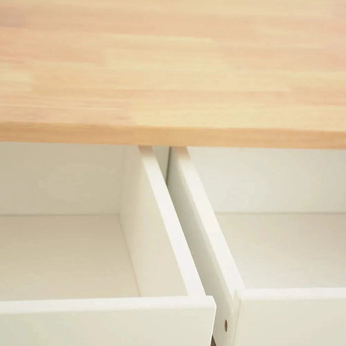 Kitchen Island & Kitchen Cart, Rubber Wood Top, Mobile Kitchen Island with Two Lockable Wheels, Simple Design for Easy Storing and Fetching, Two Drawers Give Unique Storage for Special Utensil. Default -DTYStore