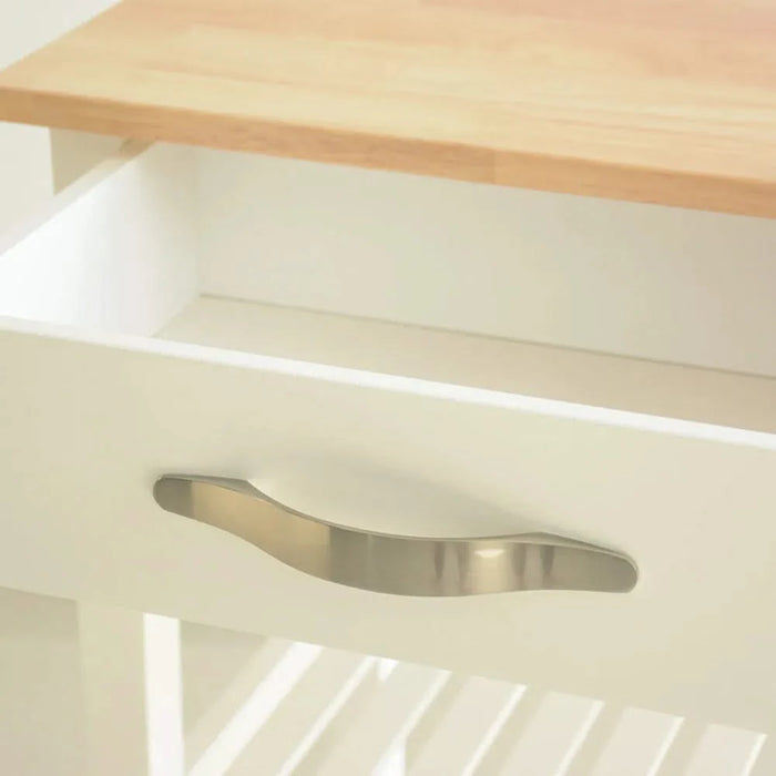 Kitchen Island & Kitchen Cart, Rubber Wood Top, Mobile Kitchen Island with Two Lockable Wheels, Simple Design for Easy Storing and Fetching, Two Drawers Give Unique Storage for Special Utensil. Default -DTYStore