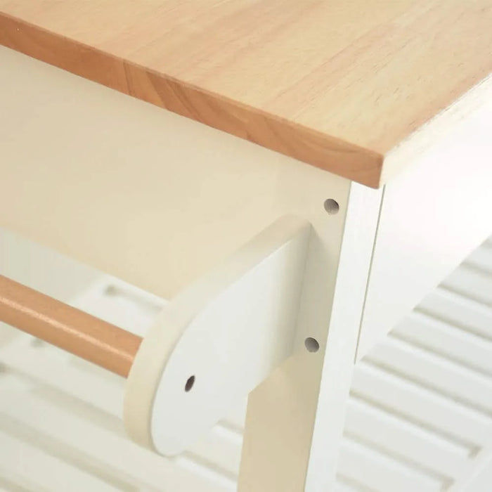 Kitchen Island & Kitchen Cart, Rubber Wood Top, Mobile Kitchen Island with Two Lockable Wheels, Simple Design for Easy Storing and Fetching, Two Drawers Give Unique Storage for Special Utensil. Default -DTYStore