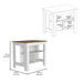 Kitchen Island, kitchen table 35' H, Four Legs, Three Open Storage Shelves, White / Walnut Default -DTYStore