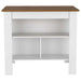 Kitchen Island, kitchen table 35' H, Four Legs, Three Open Storage Shelves, White / Walnut Default -DTYStore