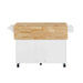 Kitchen Island with Drop Leaf Countertop, Rolling Kitchen Island Cart , Barn Door Kitchen Island Table with Storage Cabinet and Tower Rack, Island Table On Wheels for Kitchen, White Default -DTYStore