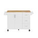 Kitchen Island with Drop Leaf Countertop, Rolling Kitchen Island Cart , Barn Door Kitchen Island Table with Storage Cabinet and Tower Rack, Island Table On Wheels for Kitchen, White Default -DTYStore