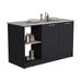 Kitchen Island with Large Countertop, Open Storage Shelves and Double Door Cabinet, Black / Onyx Default -DTYStore