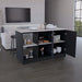 Kitchen Island with Large Countertop, Open Storage Shelves and Double Door Cabinet, Black / Onyx Default -DTYStore