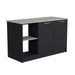 Kitchen Island with Large Countertop, Open Storage Shelves and Double Door Cabinet, Black / Onyx Default -DTYStore