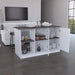 Kitchen Island with Large Countertop, Open Storage Shelves and Double Door Cabinet, White / Onyx Default -DTYStore
