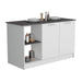Kitchen Island with Large Countertop, Open Storage Shelves and Double Door Cabinet, White / Onyx Default -DTYStore