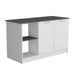 Kitchen Island with Large Countertop, Open Storage Shelves and Double Door Cabinet, White / Onyx Default -DTYStore