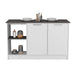 Kitchen Island with Large Countertop, Open Storage Shelves and Double Door Cabinet, White / Onyx Default -DTYStore