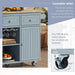 Kitchen Island with Power Outlet,Kitchen Storage Island with Drop Leaf and Rubber Wood,Open Storage and Wine Rack,5 Wheels,with Adjustable Storage for Home, Kitchen, and Dining Room, Grey Blue Default -DTYStore