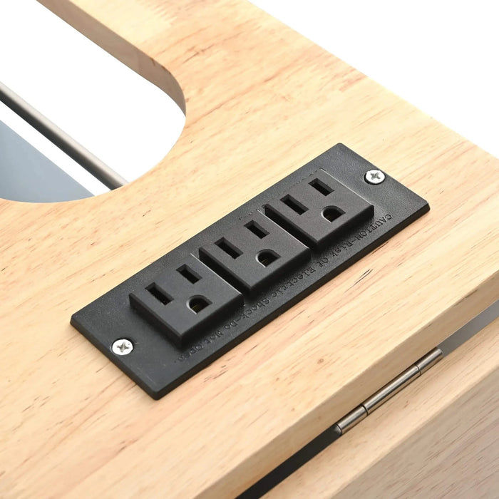 Kitchen Island with Power Outlet,Kitchen Storage Island with Drop Leaf and Rubber Wood,Open Storage and Wine Rack,5 Wheels,with Adjustable Storage for Home, Kitchen, and Dining Room, Grey Blue Default -DTYStore