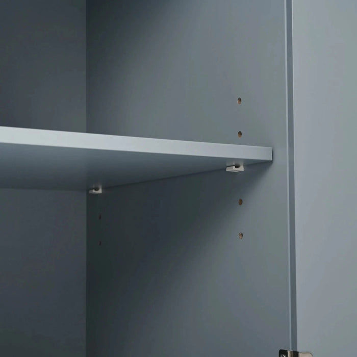 Kitchen Island with Power Outlet,Kitchen Storage Island with Drop Leaf and Rubber Wood,Open Storage and Wine Rack,5 Wheels,with Adjustable Storage for Home, Kitchen, and Dining Room, Grey Blue Default -DTYStore