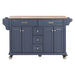 Kitchen Island with Rubber wood Countertop, Kitchen Cart on 5 Wheels with Storage Cabinet and 5 Drawers for Dinning Room, Blue Default -DTYStore
