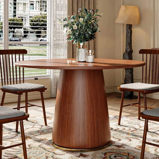 Kitchen Round Wooden Dining Table for 4-8 Office Breakfast Default -DTYStore