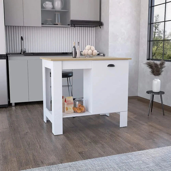 Kitchen island Shoproni, One Drawer, White Finish Default -DTYStore