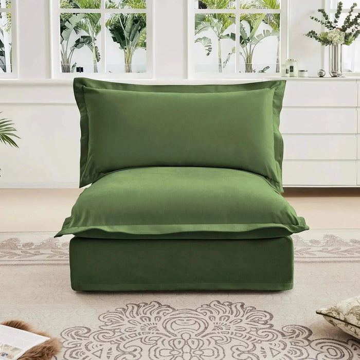 Koala Armless Sofa Green Chenille -DTYStore