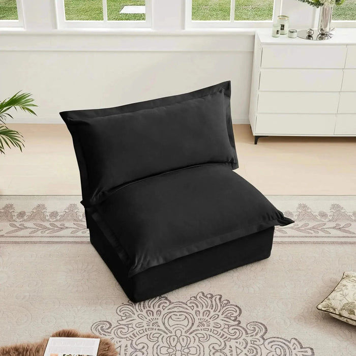 Koala Armless Sofa Black Chenille -DTYStore