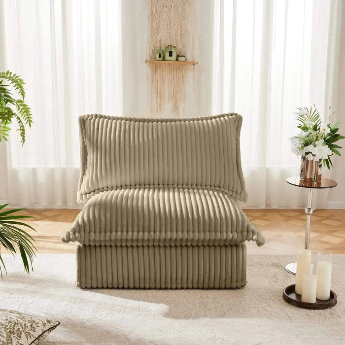 Koala Armless Sofa Cream Chenille -DTYStore