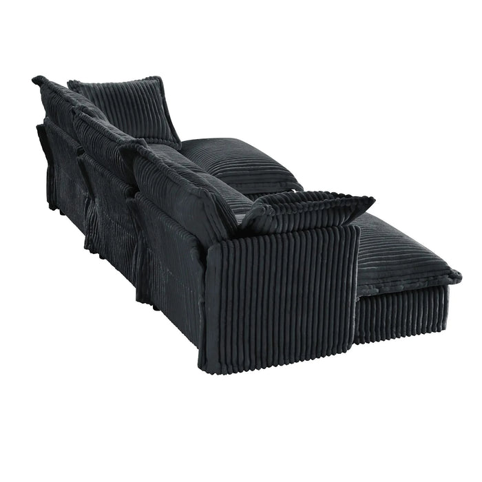 L-Shaped Slipcovered Sectional Sofa Couch, Comfy Deep Seat Cloud Couch with Convertible Ottoman & 2 Big Pillows, Modern Oversized 3 Seater Slipcovered Sofa Set for Living Room Office,Gray Corduroy Default -DTYStore