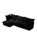 L-Shaped Slipcovered Sectional Sofa Couch, Comfy Deep Seat Cloud Couch with Convertible Ottoman & 2 Big Pillows, Modern Oversized 3 Seater Slipcovered Sofa Set for Living Room Office, Black Corduroy Default -DTYStore