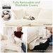 L-Shaped Slipcovered Sectional Sofa Couch, Comfy Deep Seat Cloud Couch with Convertible Ottoman & 2 Big Pillows, Modern Oversized 3 Seater Slipcovered Sofa Set for Living Room Office, Cream Corduroy Default -DTYStore