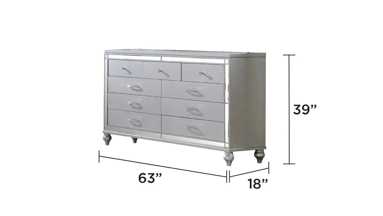 LIZELLE Upholstery Wooden Queen 4 PC Bedroom set with Ambient lighting in Gray Velvet Finish Default -DTYStore