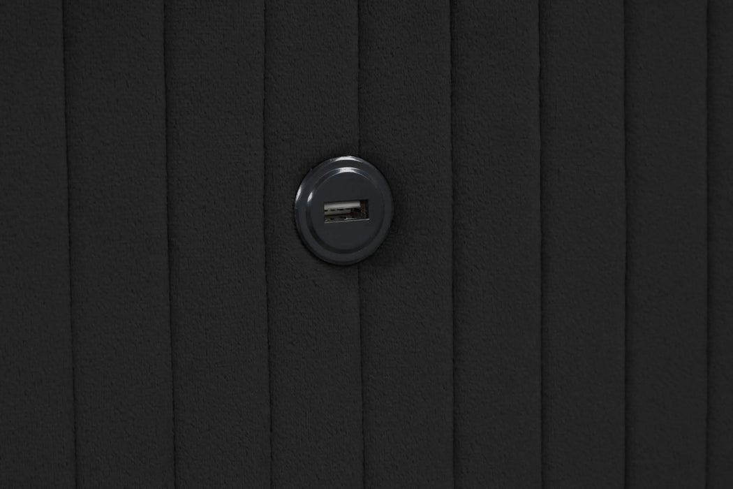 LIZZELLE Upholstery Wooden King 4 PC Bedroom set with Ambient lighting in Black Velvet Finish Default -DTYStore