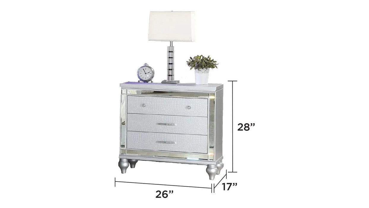 LIZZELLE Upholstery Wooden Queen 4 PC Bedroom set with Ambient lighting in Beige Velvet Finish(NJ INVENTORY) Default -DTYStore