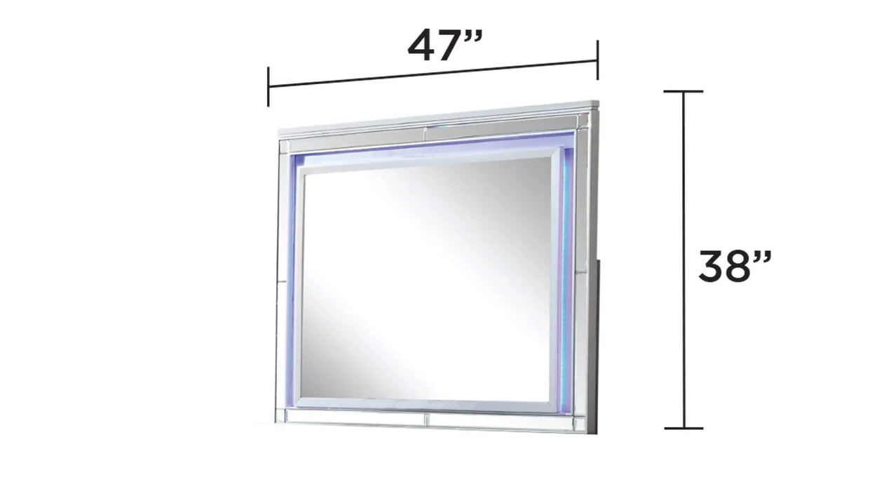 LIZZELLE Upholstery Wooden Queen 5 PC Bedroom set with Ambient lighting in Gray Velvet Finish Default -DTYStore