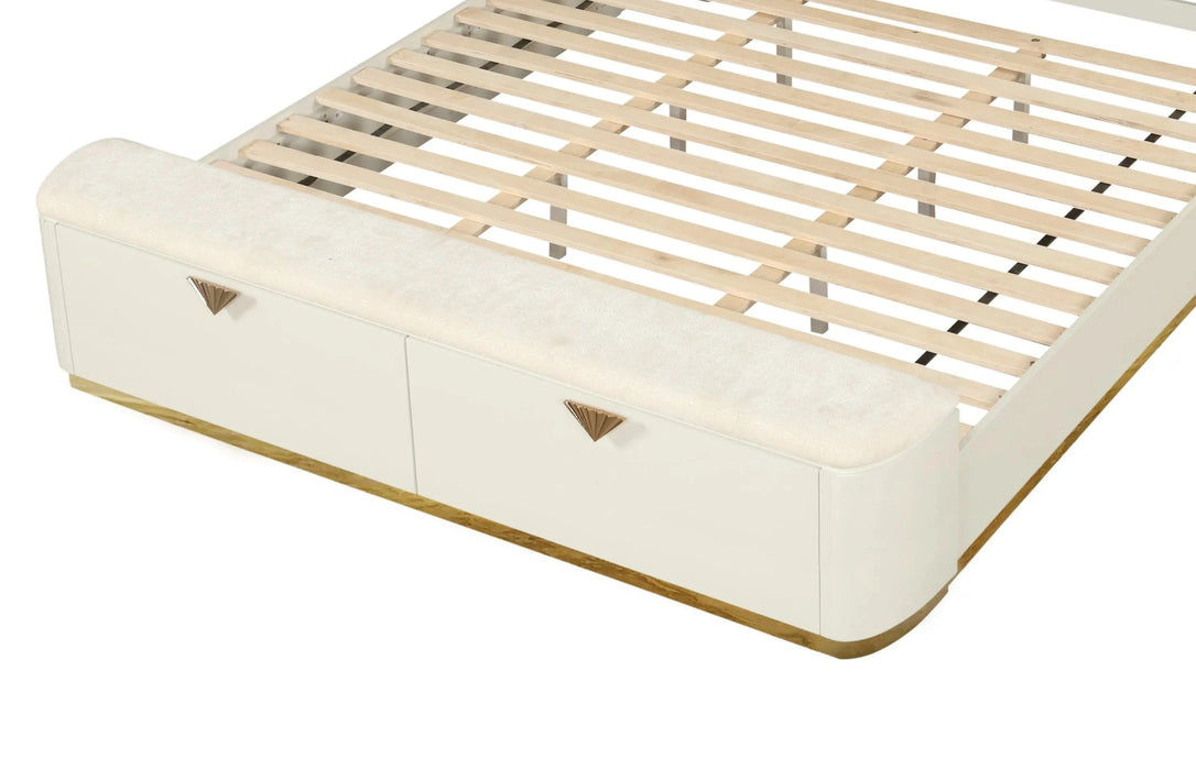 La Pierre Modern Style 5 Pc Queen Upholstered Bedroom Set Made with Wood and Gold Accents in Beige(CA INVENTORY) Default -DTYStore