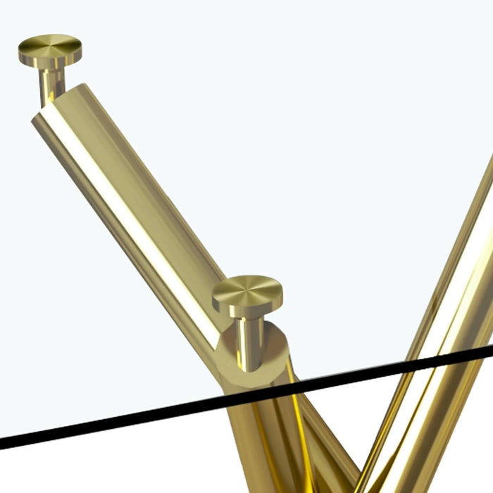 Large Modern Minimalist Rectangular Glass Dining Table for 6-8 with 0.39'Tempered Glass Tabletop and Golden Metal Legs,Kitchen Dining Living Meeting Room Banquet hall, 71' x 35.4' x 30'W1151S00798 Default -DTYStore