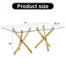 Large Modern Minimalist Rectangular Glass Dining Table for 6-8 with 0.39'Tempered Glass Tabletop and Golden Metal Legs,Kitchen Dining Living Meeting Room Banquet hall, 71' x 35.4' x 30'W1151S00798 Default -DTYStore