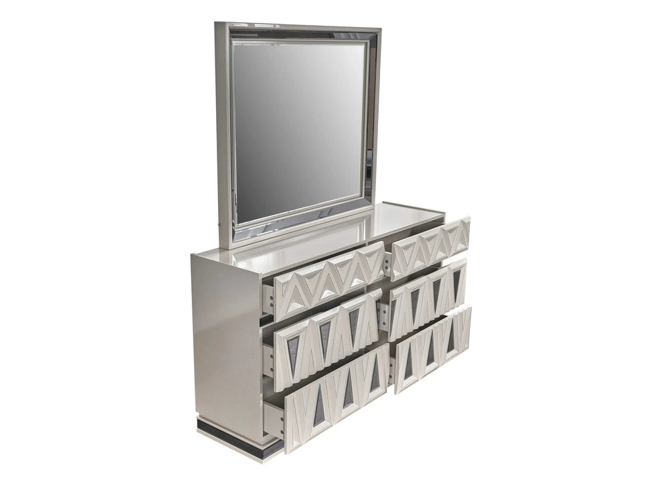 Lavita Modern & Contemporary Style 4 Pc Queen Upholstered Bedroom Set Made with Wood and Gold Accents in River Sand Grey Default -DTYStore