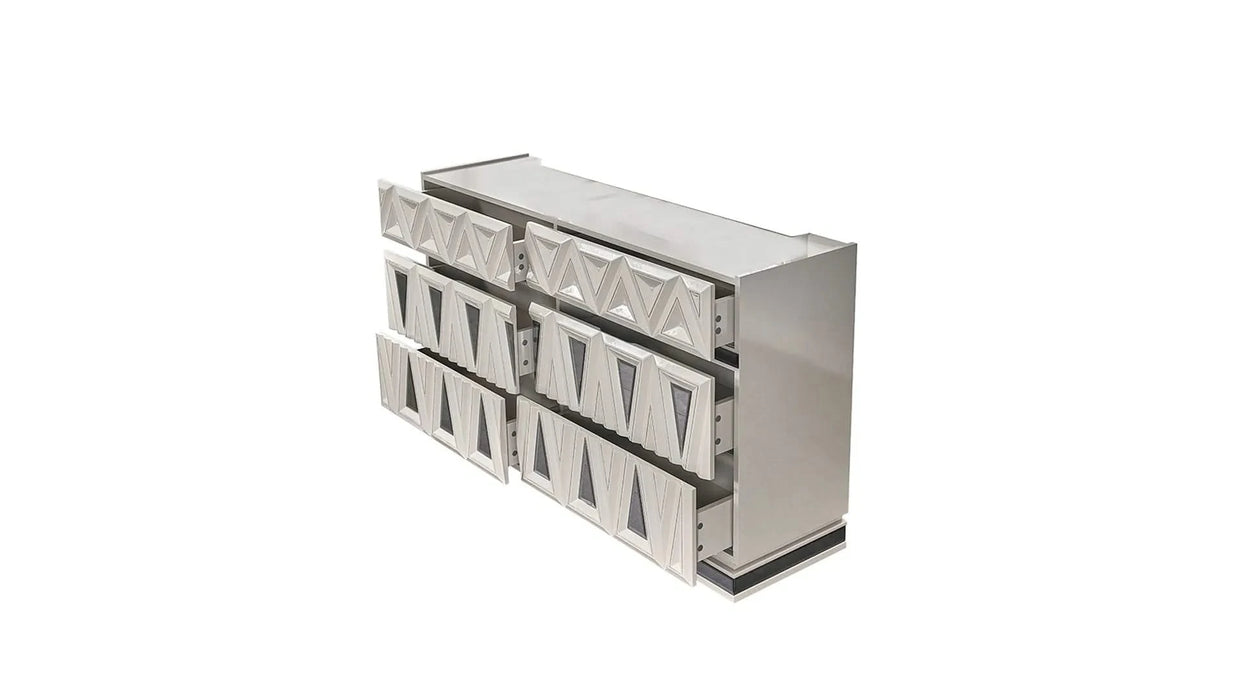 Lavita Modern & Contemporary Style 4 Pc Queen Upholstered Bedroom Set Made with Wood and Gold Accents in River Sand Grey Default -DTYStore