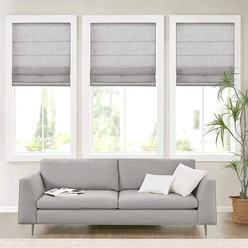 Linen Blend Light Filtering Cordless Roman Shade Grey 27x64' Default -DTYStore