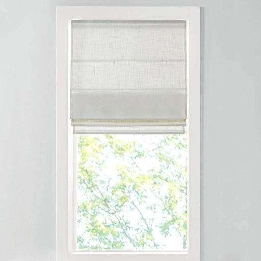 Linen Blend Light Filtering Cordless Roman Shade White 29x64' Default -DTYStore