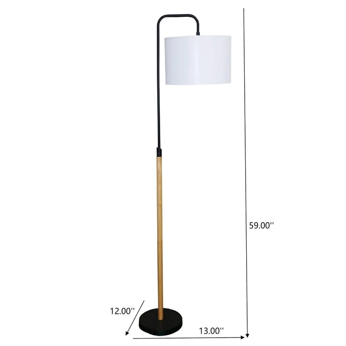 Lior Arc Floor Lamp with Cylinder Shade, Curved Standing Light in Black Metal for Living Room, Bedroom & Office Default -DTYStore