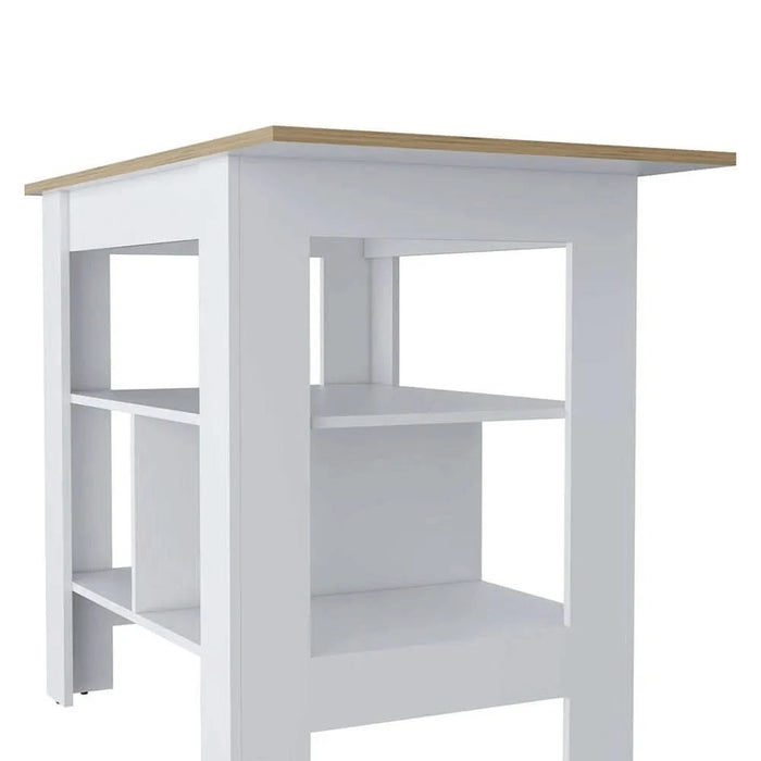 Lisbon Kitchen Island, 3-Tier Shelf and Large Workstation Default -DTYStore
