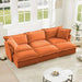 Living Room Sofa Slipcovered Sofa 3 Seater Sofa With 3 Ottomans, Oversized 3-Seat Sleeper Sofa Bed Home Theater Sofa, Chenille Orange -DTYStore