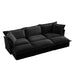 Living Room Sofa Slipcovered Sofa 3 Seater Sofa With 3 Ottomans, Oversized 3-Seat Sleeper Sofa Bed Home Theater Sofa, Chenille Black -DTYStore