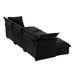 Living Room Sofa Slipcovered Sofa 3 Seater Sofa With 3 Ottomans, Oversized 3-Seat Sleeper Sofa Bed Home Theater Sofa, Chenille Black -DTYStore
