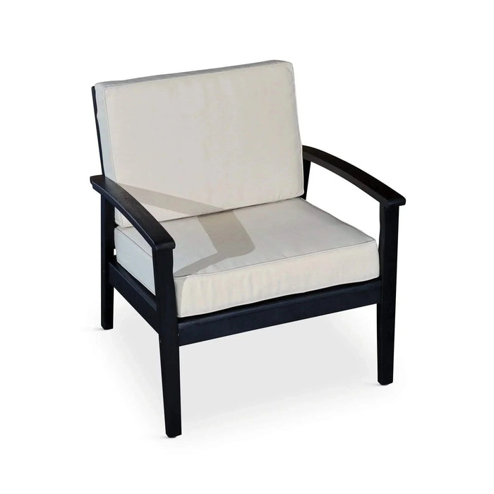 Longs Peak Eucalyptus Outdoor Deep Seat Chair with Cushions Espresso Cream -DTYStore