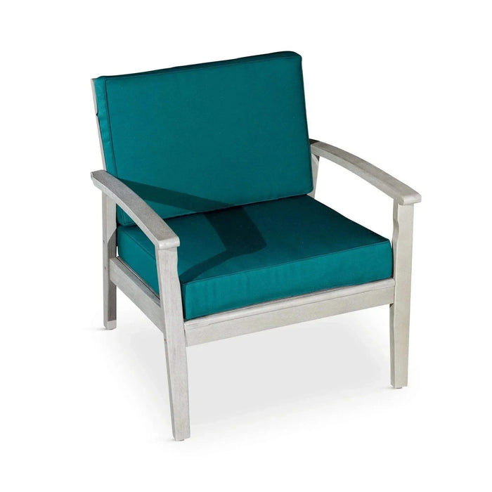 Longs Peak Eucalyptus Outdoor Deep Seat Chair with Cushions Driftwood Gray Dark Green -DTYStore