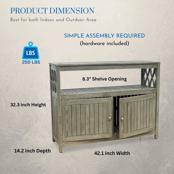 Longs Peak Eucalyptus Outdoor Sideboard Weathered Gray -DTYStore