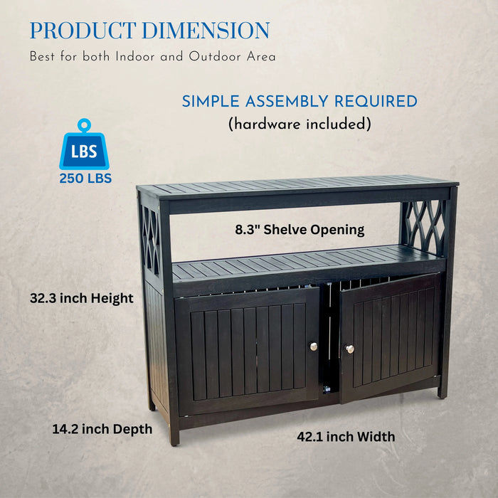 Longs Peak Eucalyptus Outdoor Sideboard Espresso -DTYStore