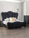Lovely Attractive Bedroom 3pc Set Queen Size Bed 2x Nightstands Black Fabric Padded HB Wood Legs Default -DTYStore